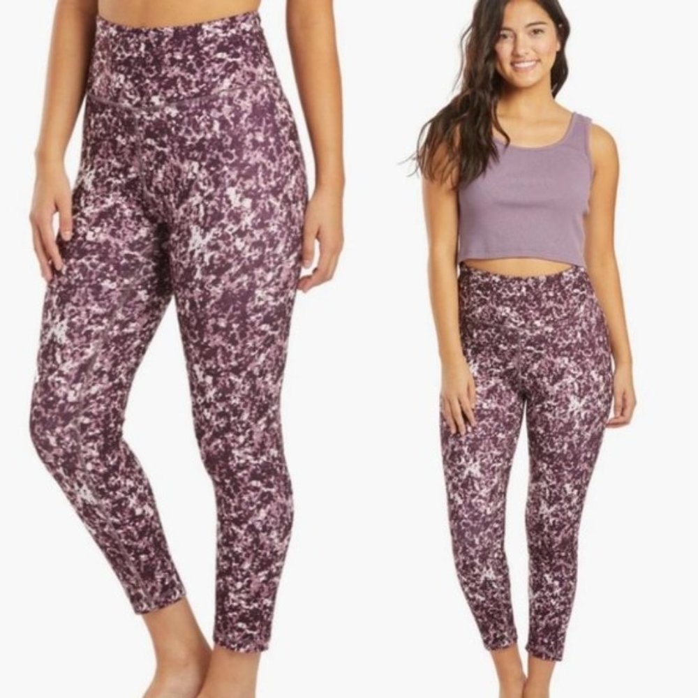 Balance Yoga Purple Printed High Waist Leggings Size Large Marble Speckle Pants